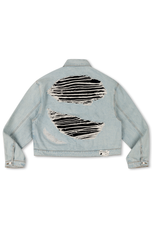 DISTRESSED DOUBLE DENIM JACKET