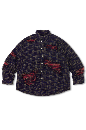 DISTRESSED DOUBLE LAYER FLANNEL