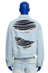 DISTRESSED DOUBLE DENIM JACKET
