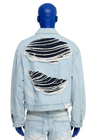 DISTRESSED DOUBLE DENIM JACKET