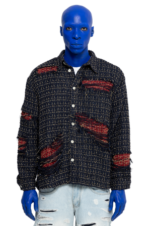 DISTRESSED DOUBLE LAYER FLANNEL