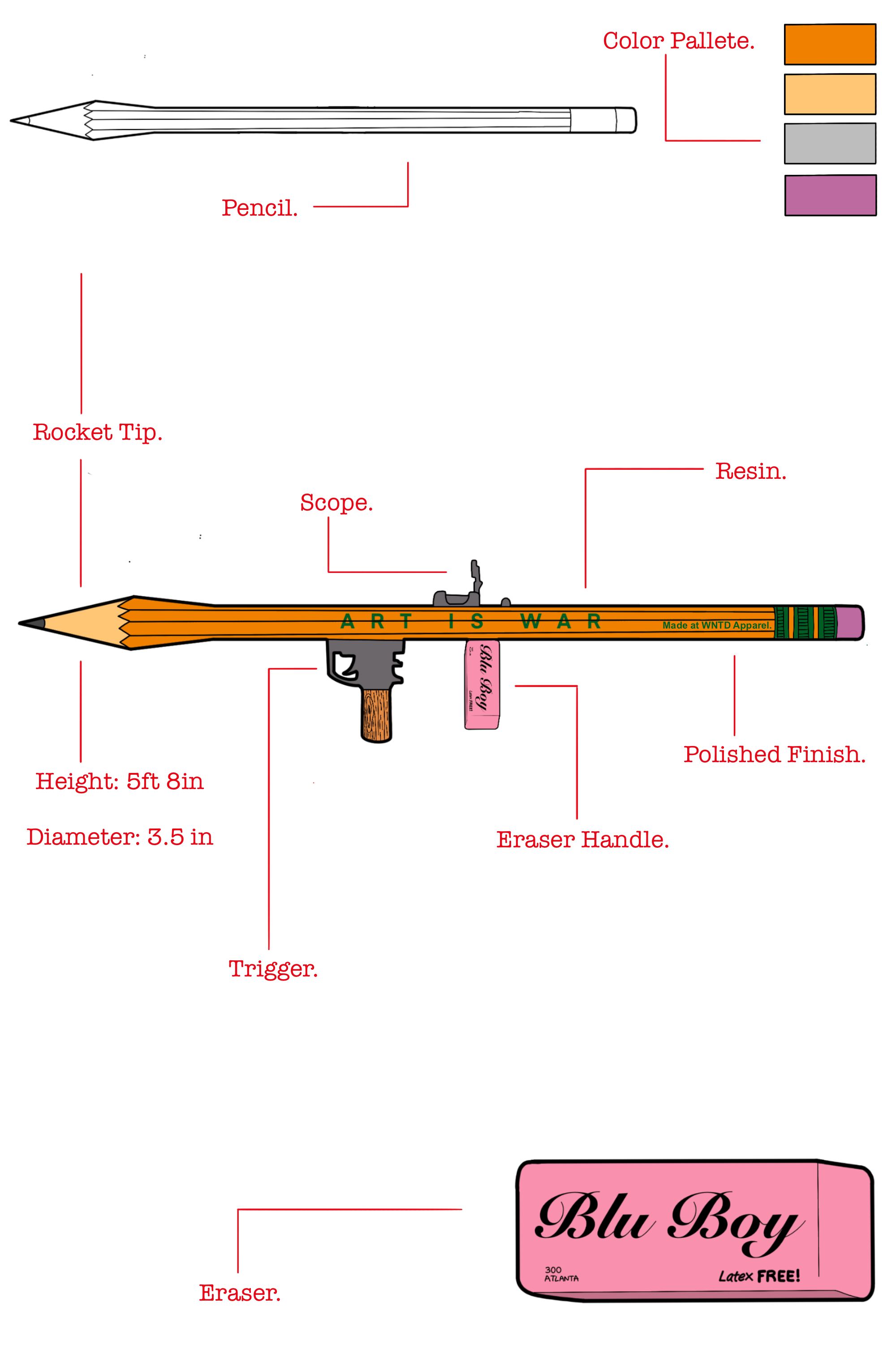 PENCIL ROCKET LAUNCHER SCULPTOR
