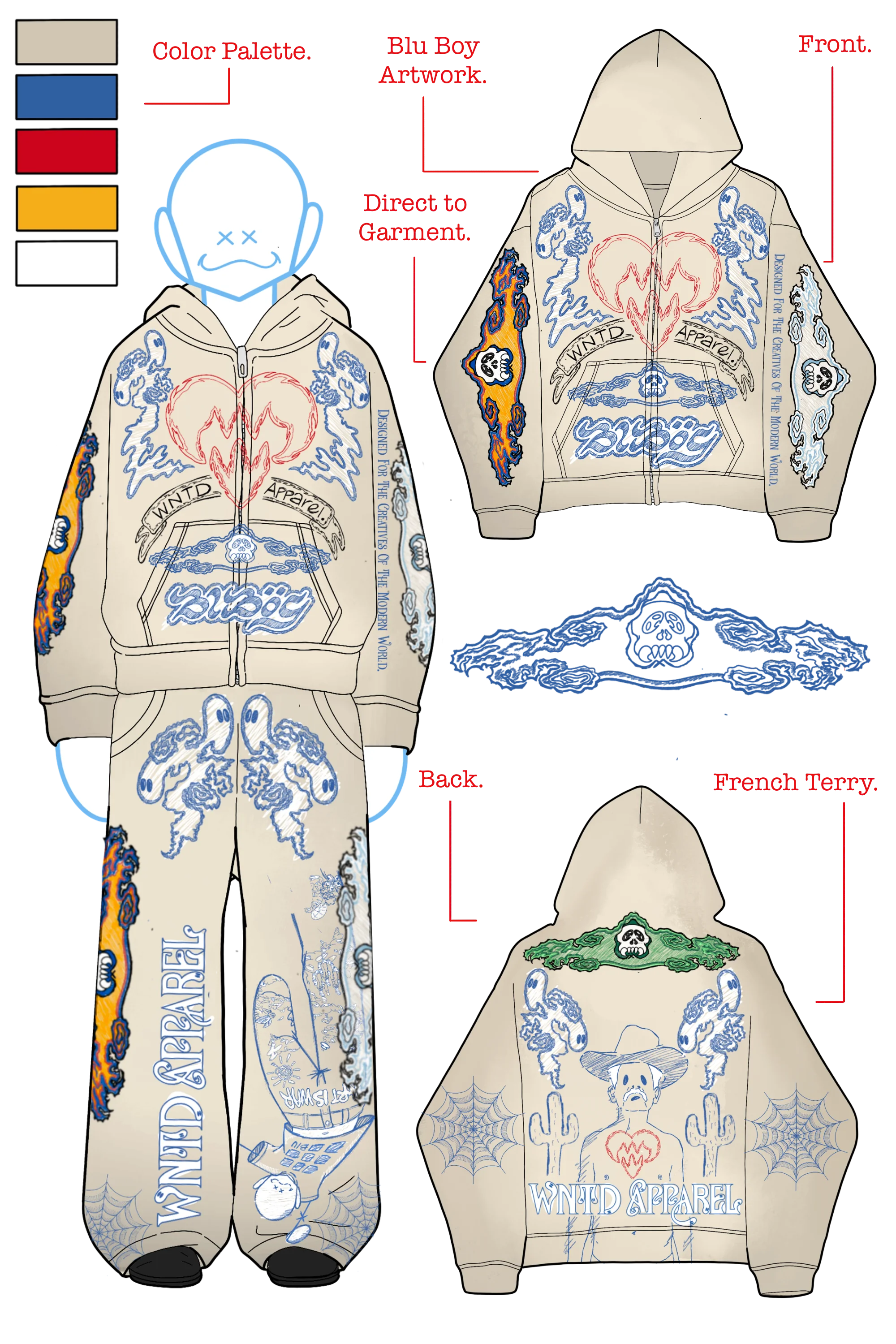 BLU BOY SKETCH ZIP HOODIE