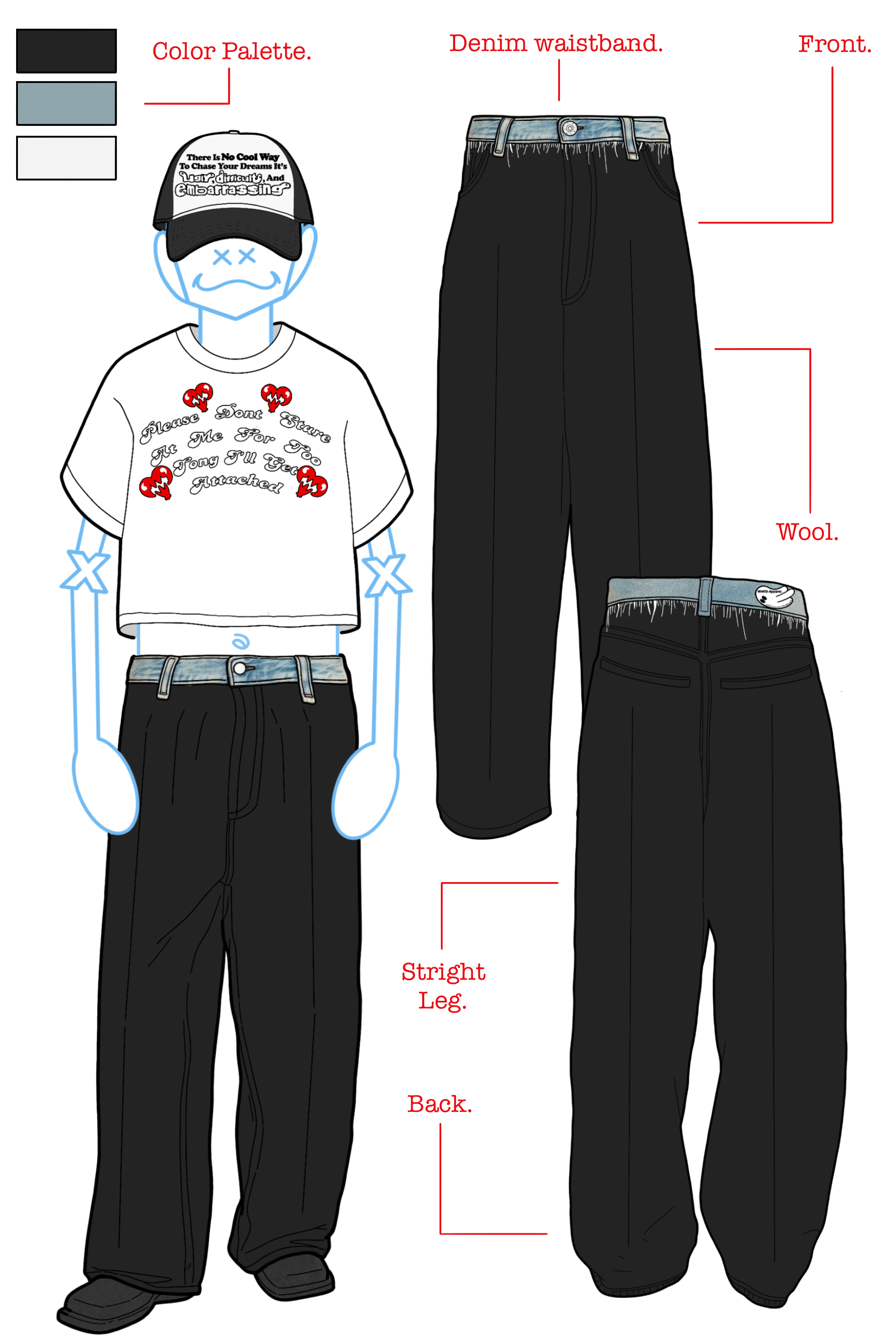 DENIM WAISTBAND TROUSERS