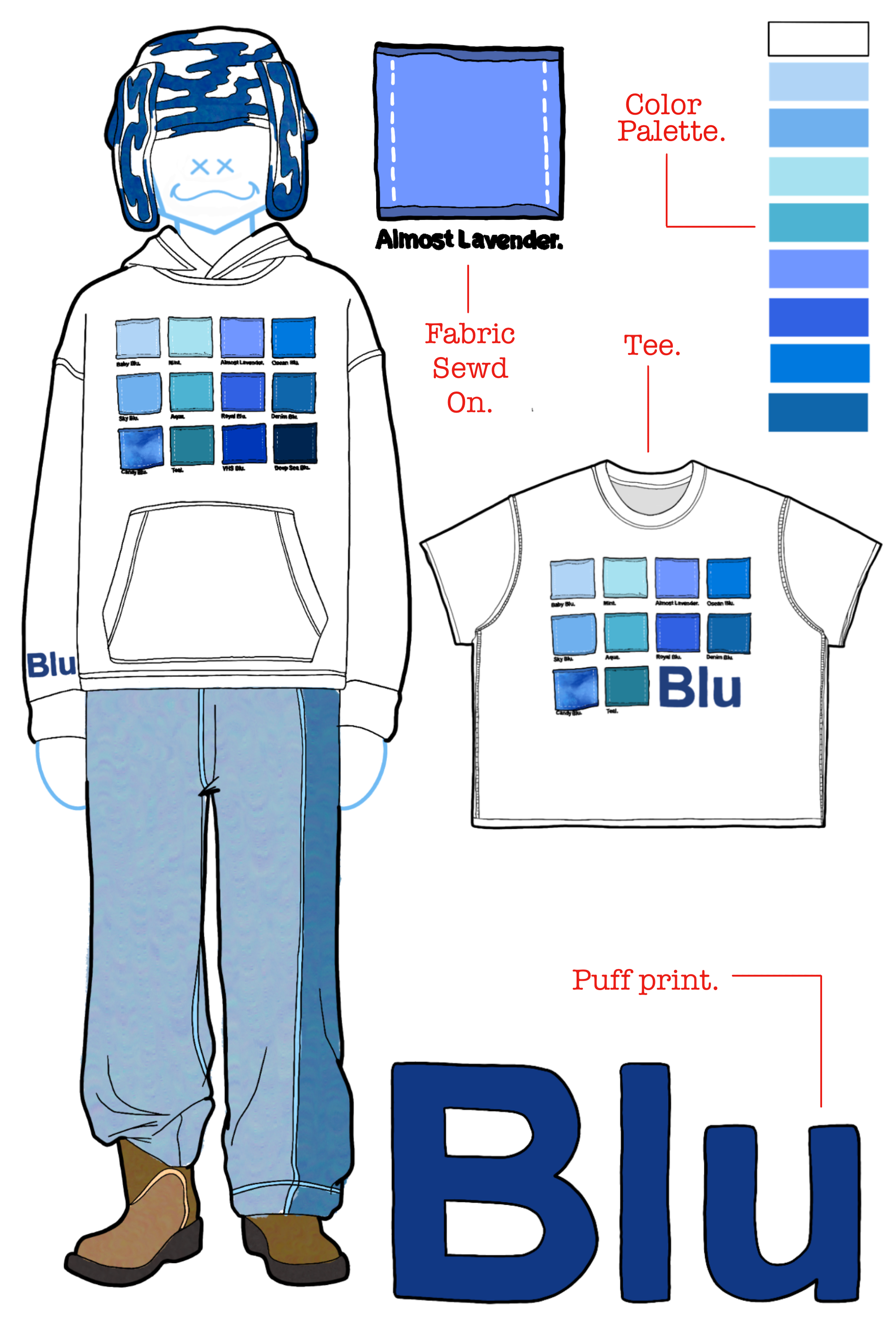 BLU COLOR PALLETE HOODIE