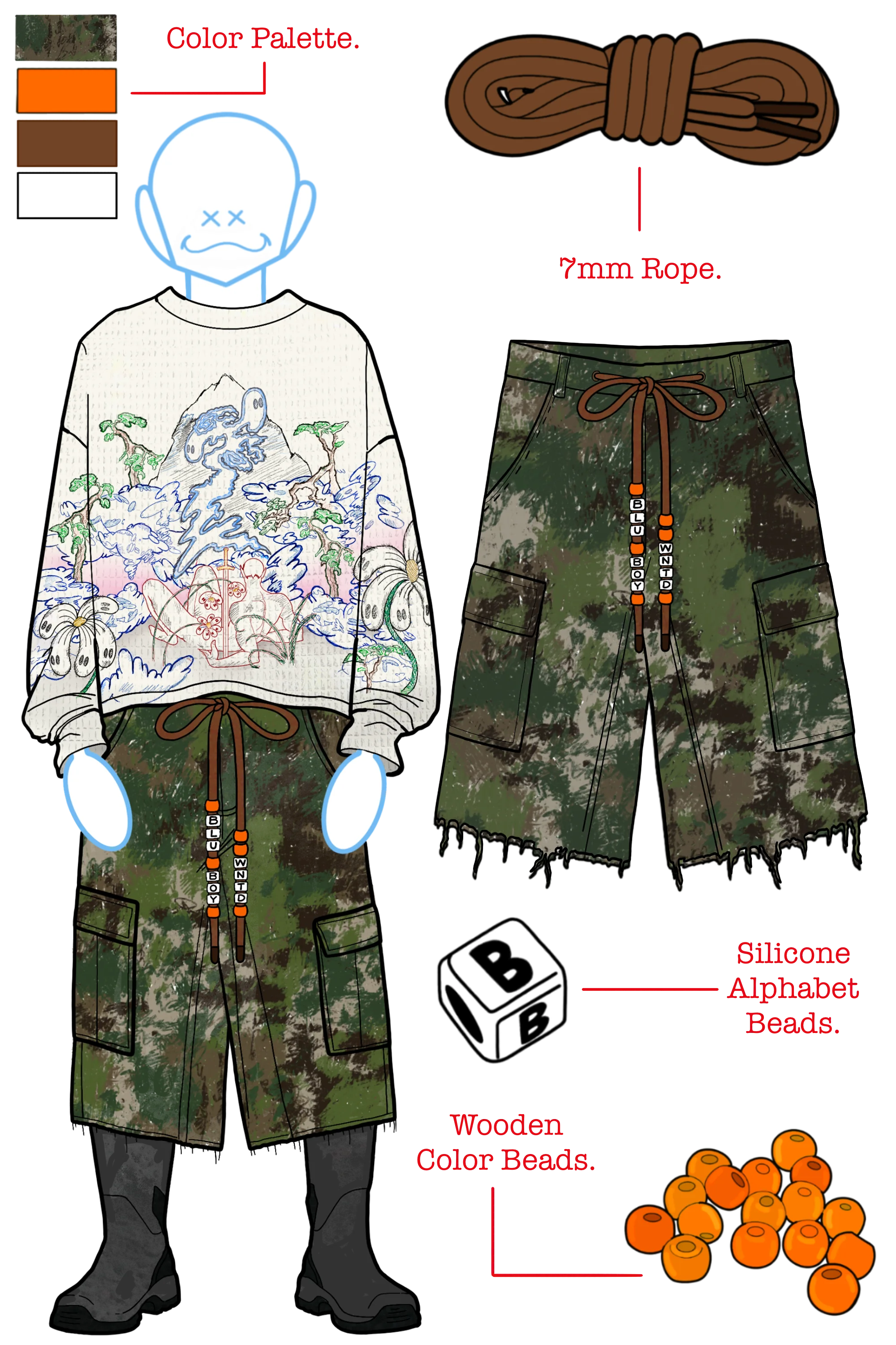 CHARM ROPE CARGO SHORTS