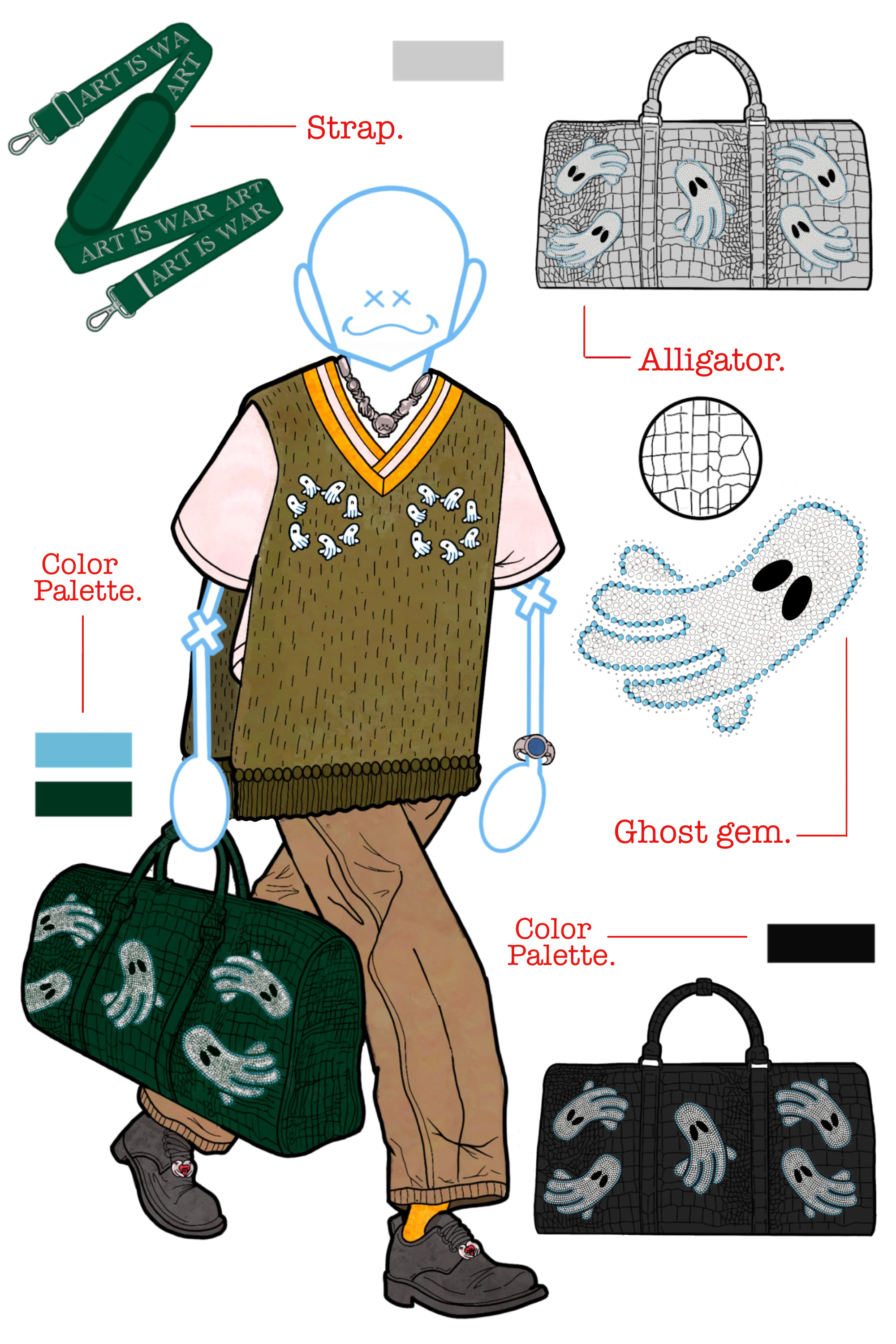 ALLIGATOR GHOST GEM DUFFLE BAG