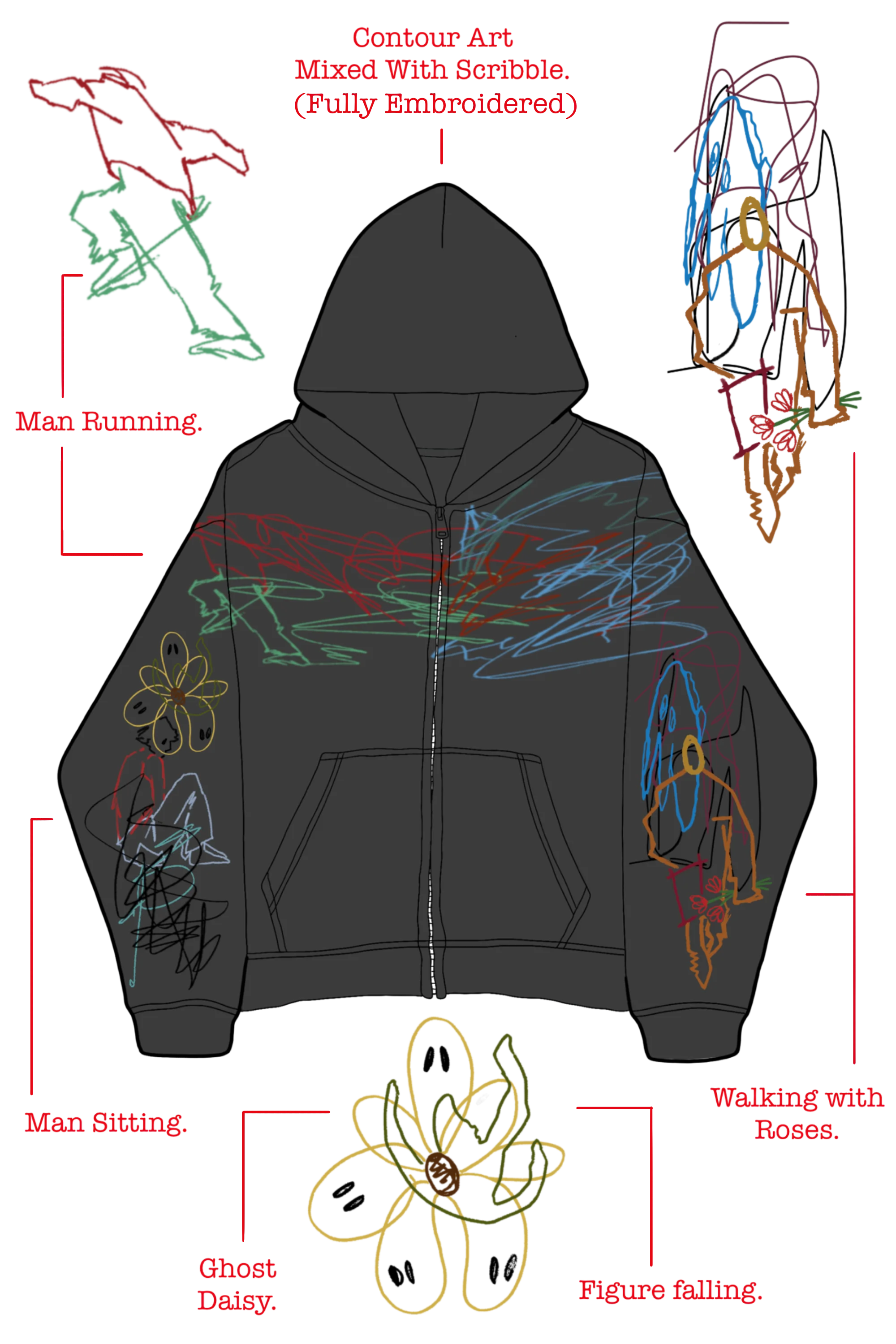 SCRIBBLE CONTOUR ART HOODIE